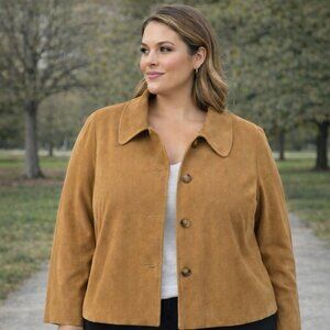 Briggs New York Womens 20 Camel Blazer Jacket Button Front Workwear Plus Size